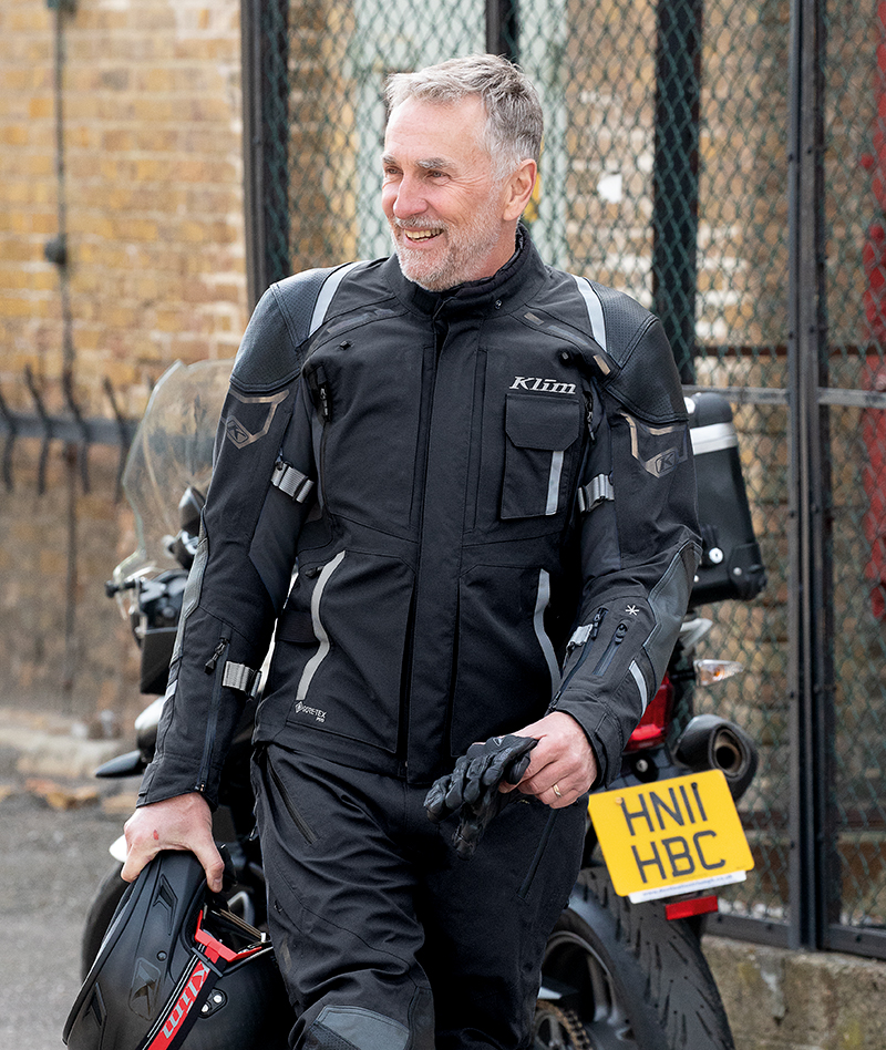Guy wearing black Klim Kodiak jacket